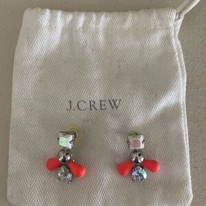 J. Crew Red and Silver Statement Earrings